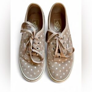 Vans Authentic Platform Suede Polka Dot  Dusty Pink-Brown Sneakers size 7.5